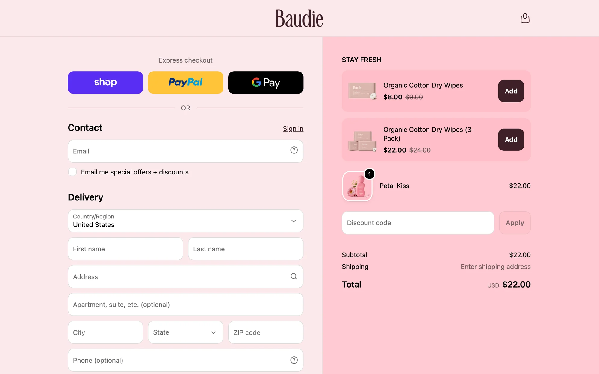The upsell block in Shopify checkout