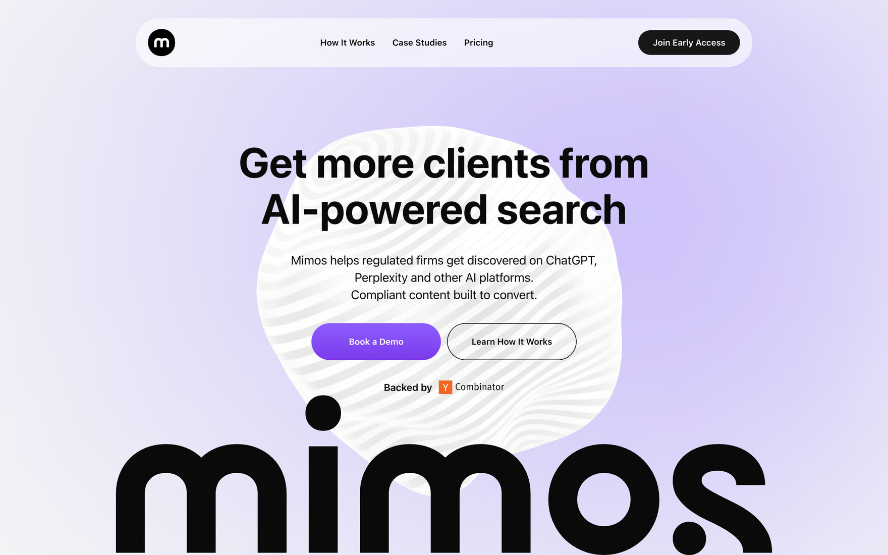 The Mimos AI landing page